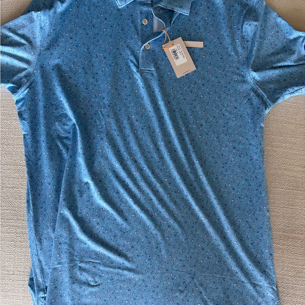 Blue Patterned Men's Polo Shirt